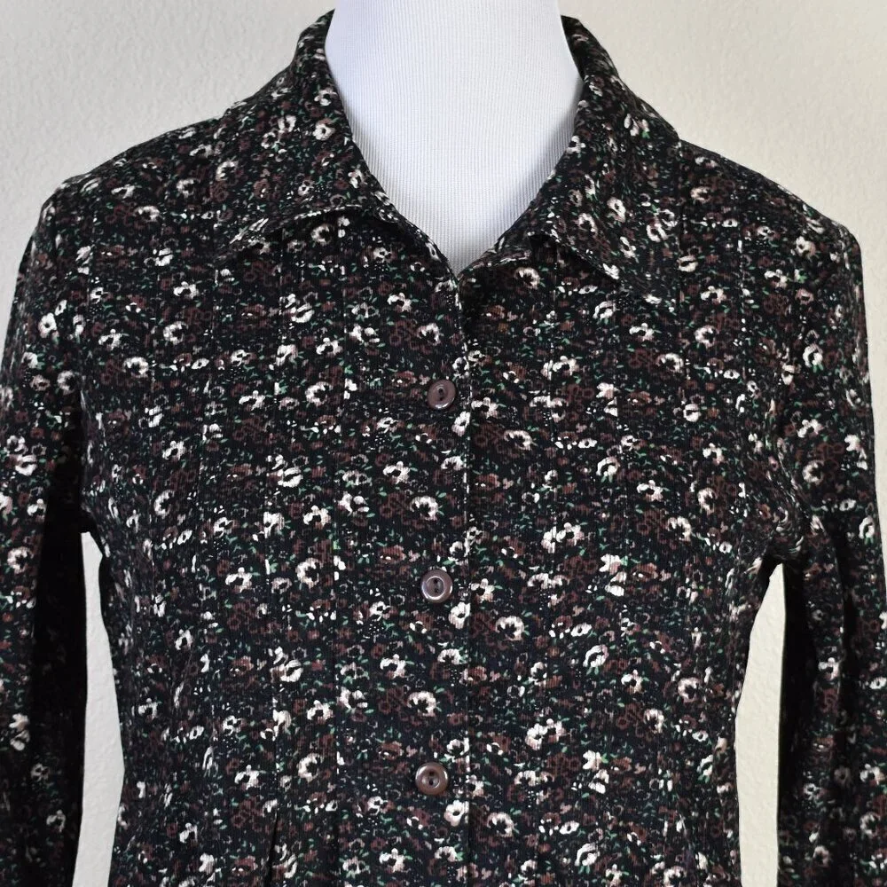 Vintage La Cera Corduroy Floral Dress NEW - M - Picture 3 of 12